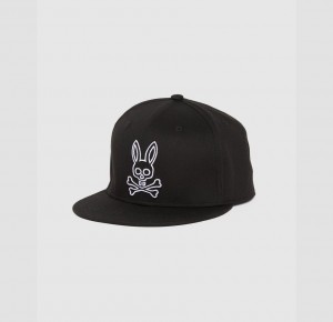 Hats And Caps Psycho Bunny Gresham Embroidered Baseball Cap Hombre Negros | FP2934865