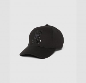 Hats And Caps Psycho Bunny Hayden Gloss Bunny Baseball Cap Hombre Negros | LZ8710325