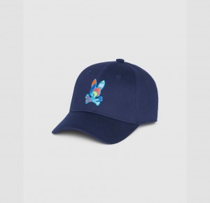 Hats And Caps Psycho Bunny Hilsboro Multi Color Bunny Baseball Cap Niños Azul Marino | JK6413589