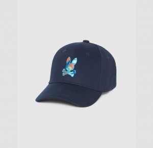 Hats And Caps Psycho Bunny Hilsboro Multi Color Bunny Baseball Cap Hombre Azul Marino | YN7631845