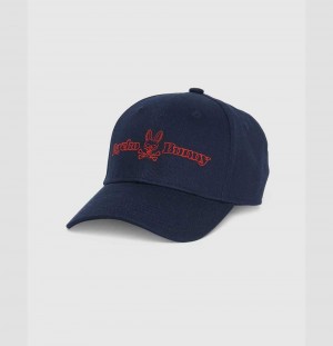 Hats And Caps Psycho Bunny Leddon Baseball Cap Hombre Azul Marino | QW5917260