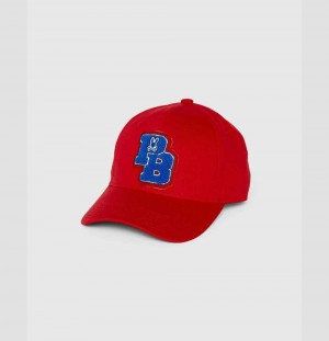 Hats And Caps Psycho Bunny Patchin Chenille Bunny Logo Baseball Cap Hombre Rojos | GN5946280