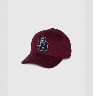 Hats And Caps Psycho Bunny Patchin Chenille Bunny Logo Baseball Cap Hombre 607 Crimson | KH1305427