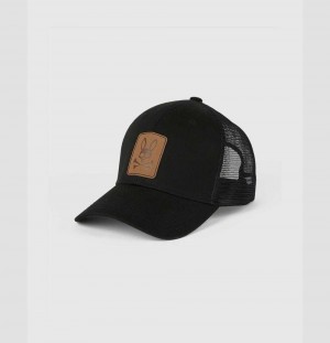 Hats And Caps Psycho Bunny Trucker Baseball Cap Hombre Negros | EW5830962