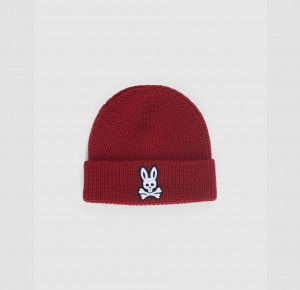 Hats And Caps Psycho Bunny Walker Merino Wool Beanie Niños Rojos | KP2530174