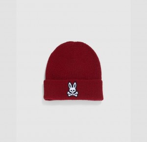 Hats And Caps Psycho Bunny Walker Merino Wool Beanie Hombre Rojos | XV3847619