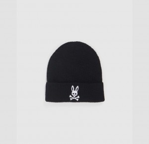 Hats And Caps Psycho Bunny Walker Merino Wool Beanie Hombre Negros | HM1428903