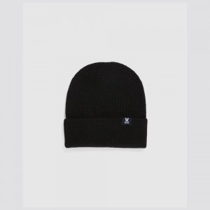 Hats And Caps Psycho Bunny Wool Watchman Beanie Hombre Negros | KS1254836