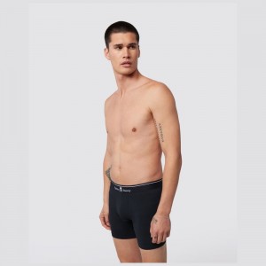 Lounge & Underwear Psycho Bunny Solid Knit 2 Pack Boxer Brief Hombre Negros | LZ9538714