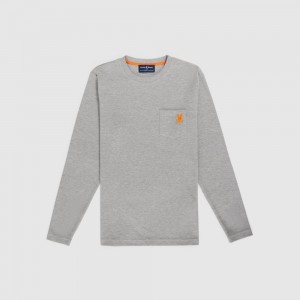 Lounge and Underwear Psycho Bunny Waffle Pocket Long Sleeve Tee Hombre Grises | EW7852049