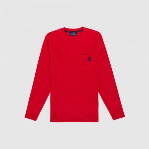 Lounge and Underwear Psycho Bunny Waffle Pocket Long Sleeve Tee Hombre Rojos | NF6901837