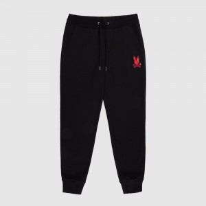 Pantalon Psycho Bunny Apple Valley Sweatpant Hombre Negros | TH7895104