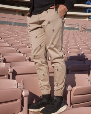 Pantalon Psycho Bunny Chamers Embroidery Cotton Twill Jogger Hombre Kaki | UF3756102