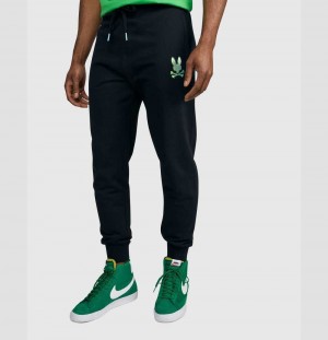 Pantalon Psycho Bunny Hindes Sweat Pants Hombre Negros | EG5647983