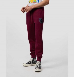 Pantalon Psycho Bunny Patchin Chenille Bunny Logo Sweatpants Hombre 607 Crimson | TE2759180