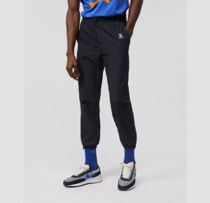 Pantalon Psycho Bunny Vesey Track Pants With Zippered Legs Hombre Negros | YT2410387