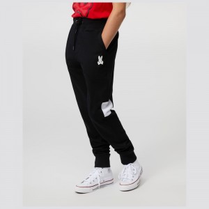 Pantalon Psycho Bunny Wilkes Sweat Pants Niños Negros | CM1435028