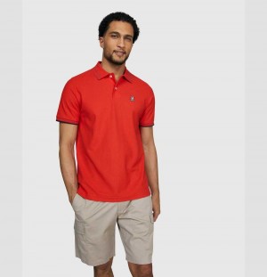 Polos Psycho Bunny Anthony Neon Tipped Polo Hombre Rojos | TY1798432