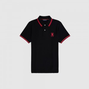 Polos Psycho Bunny Apple Valley Pique Polo Shirt Hombre Negros | VH9243750