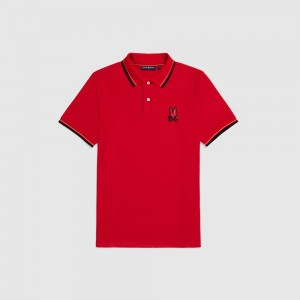 Polos Psycho Bunny Apple Valley Pique Polo Shirt Hombre Rojos | JG7268413