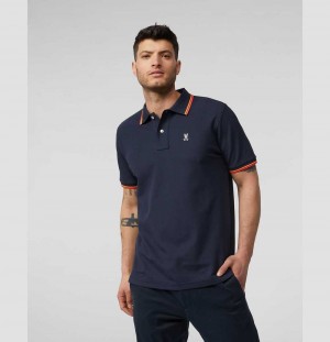 Polos Psycho Bunny Astor Long Sleeve Sport Shirt Hombre Azul Marino | CV6370195