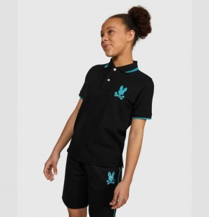Polos Psycho Bunny Bennett Short Sleeve Polo Niños Negros | LE7645809