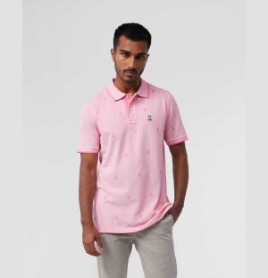 Polos Psycho Bunny Birdseye Printed Polo Hombre Rosas | YQ9013582