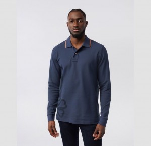 Polos Psycho Bunny Chatham Side Bunny Long Sleeve Polo Hombre 402 North Sea | QP9348572
