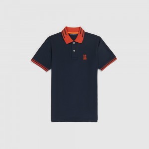 Polos Psycho Bunny Chester Pique Polo Hombre Azul Marino | XC7651048