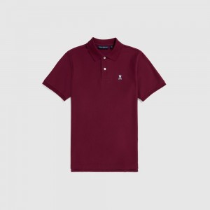 Polos Psycho Bunny Classic Pique Polo Shirt Hombre 607 Crimson | CI6475201