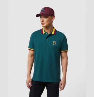 Polos Psycho Bunny Cooper Stripe Collar Polo Hombre 407 Spruce | UI5829064