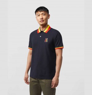 Polos Psycho Bunny Cooper Stripe Collar Polo Hombre Azul Marino | HX6894210
