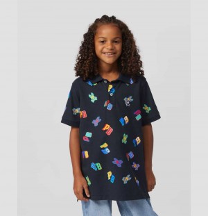 Polos Psycho Bunny Fulton Embroidered Bunny Polo Niños Azul Marino | FC6907453