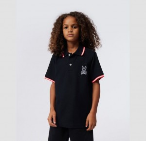 Polos Psycho Bunny Gresham Embroidered Fashion Polo Niños Negros | TJ5231476