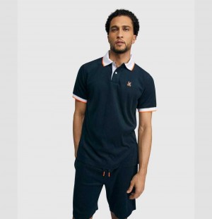 Polos Psycho Bunny Greyson Towel Terry Polo Hombre Azul Marino | ZB3951062