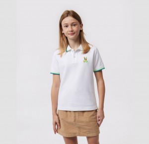 Polos Psycho Bunny Hilsboro Short Sleeve Collar Stripe Polo Shirt Niños Blancos | PO4679183
