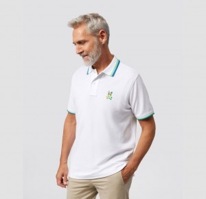 Polos Psycho Bunny Hilsboro Short Sleeve Collar Stripe Polo Shirt Hombre Blancos | TS6130874