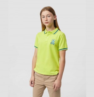 Polos Psycho Bunny Hudson Bunny Logo Polo Niños 320 Lime Granita | ZN1327594