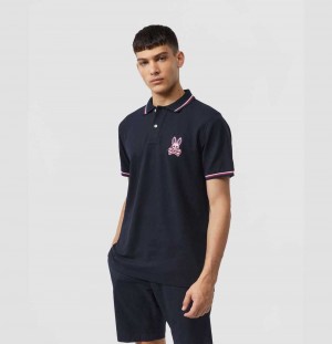 Polos Psycho Bunny Hudson Bunny Logo Polo Hombre Azul Marino | EQ8572690