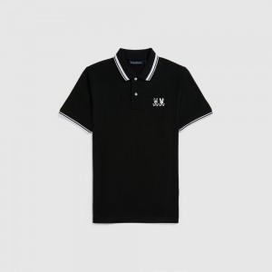 Polos Psycho Bunny Kingwood Pique Polo Hombre Negros | TF7940638