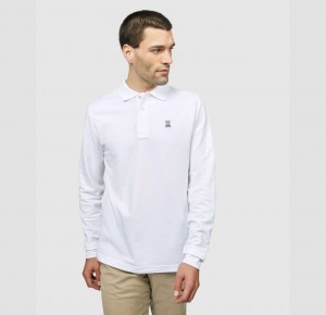 Polos Psycho Bunny Long Sleeve Classic Polo Hombre Blancos | HM5736429