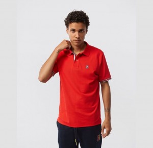 Polos Psycho Bunny Nassau Short Sleeve Polo Hombre Rojos | QE1325864