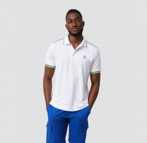 Polos Psycho Bunny Olex Collar Stripe Sport Polo Hombre Blancos | SY6801437