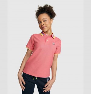 Polos Psycho Bunny Oliver Neon Tipped Polo Niños Rosas | BH1784926