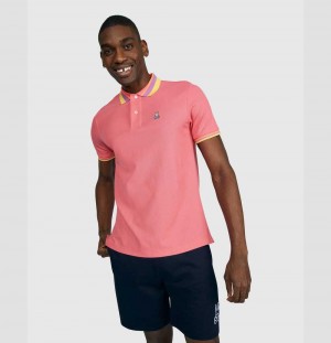 Polos Psycho Bunny Oliver Neon Tipped Polo Hombre Rosas | ZL1583467