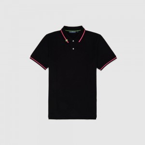 Polos Psycho Bunny Rialto Pique Polo Shirt Hombre Negros | KO9376152