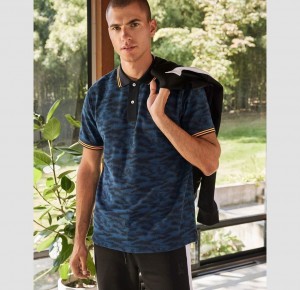 Polos Psycho Bunny Rockaway Camo Fashion Polo Hombre 434 Aegean Sea | XK3027561