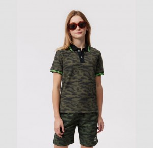 Polos Psycho Bunny Rockaway Camo Fashion Polo Niños Verde Oliva Oscuro | SP2937641