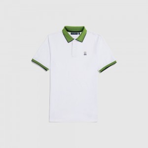 Polos Psycho Bunny Rodeo Pique Polo Shirt Hombre Blancos | IJ4278039