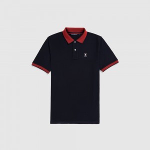 Polos Psycho Bunny Rodeo Pique Polo Shirt Hombre Azul Marino | IY0839261